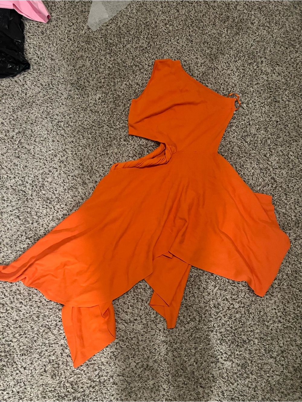 Hanifa Bright Orange Asymmetrical One-Shoulder Dress